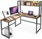 Costway Industrial L-Shaped Desk w/Hutch Bookshelf 55'' Corner Computer Desk Gaming Table